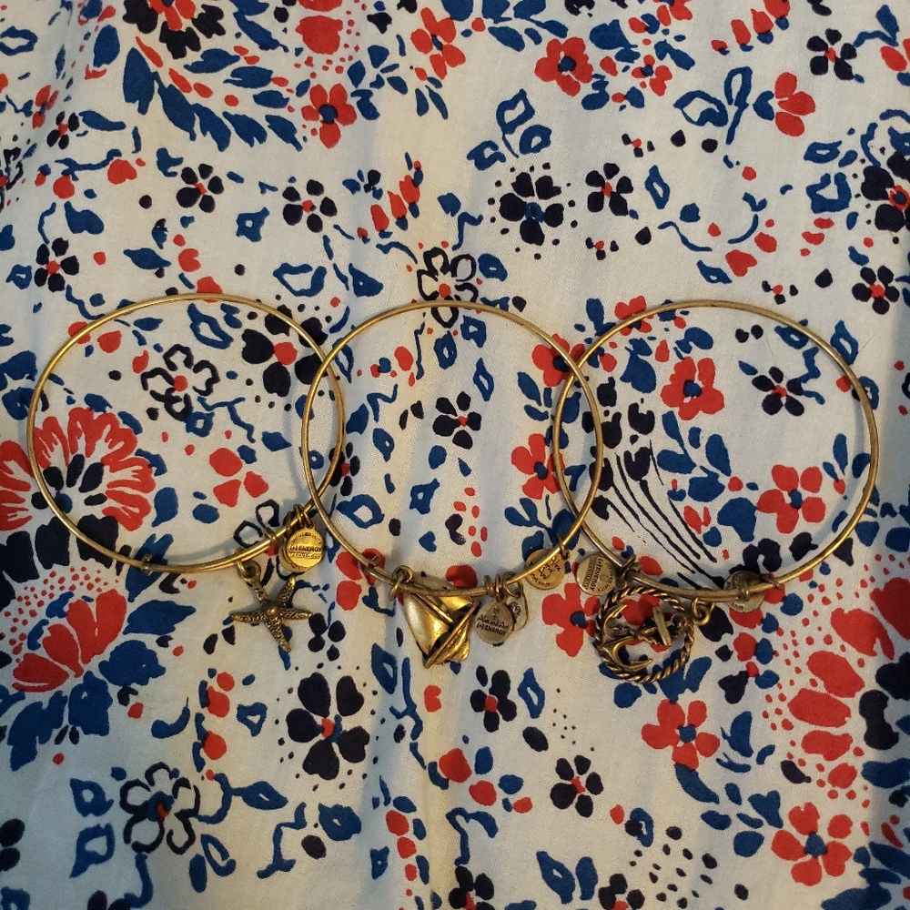 Three "nautical" Alex and Ani bracelets